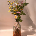 Shabby-Chic Wildflower Bud Vase with Amber Glass & Pearl Bloom Accent