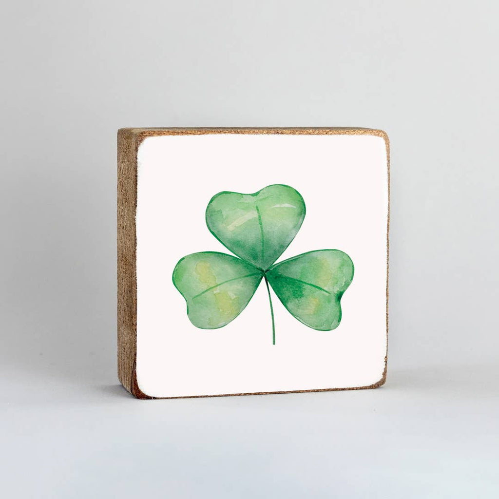 Watercolor Shamrock Square Block Sign
