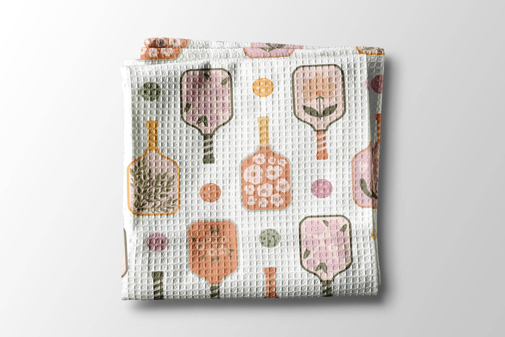 Pickleball Floral Team Tennis Kitchen Towel Waffle Gifts