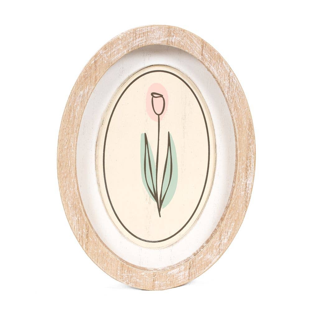 6x8 oval wood frame sign TULIP Easter Spring decor