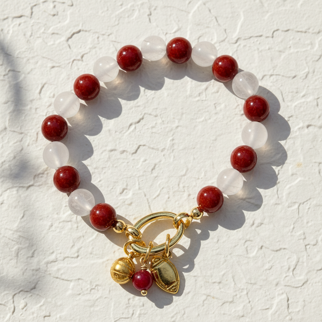Game Day Stretch Bracelet - Red and White