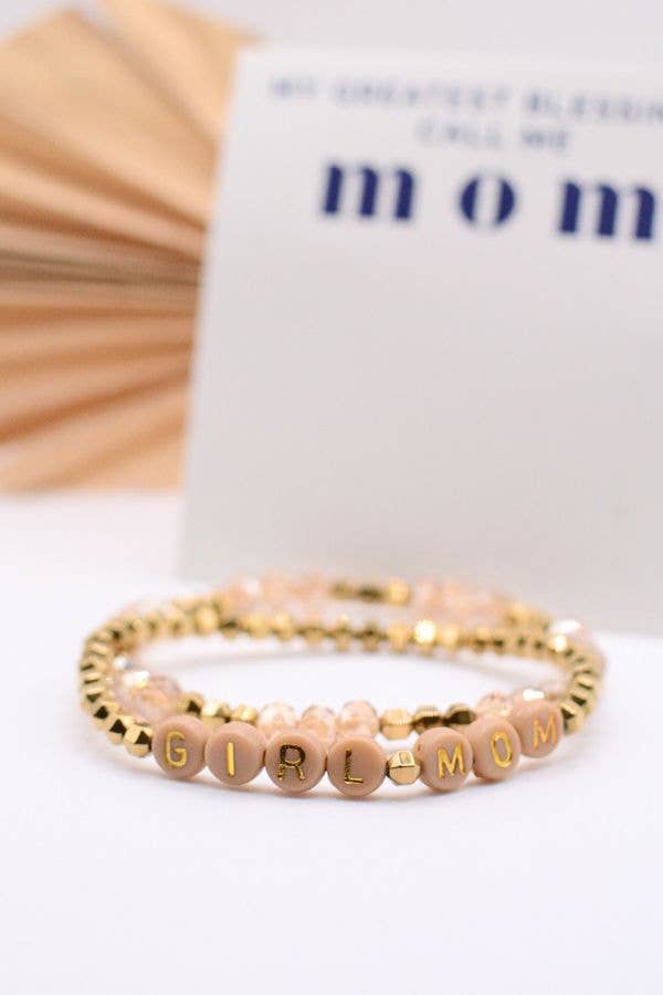 Girl Mom Bracelet Set – Mother Gift, Motherhood Jewelry