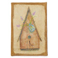 Burlap Birdhouse Print Wall Art - 9" x 6"
