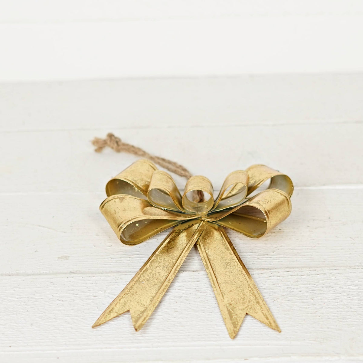 Dazzling Gold Metal Bow Ornament-10L x 6.5W x 1.25T