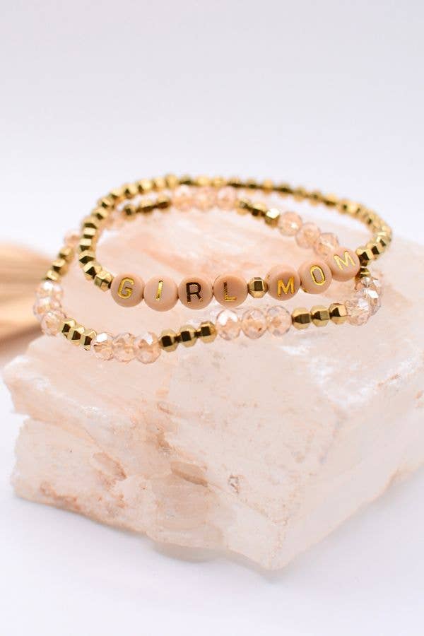 Girl Mom Bracelet Set – Mother Gift, Motherhood Jewelry