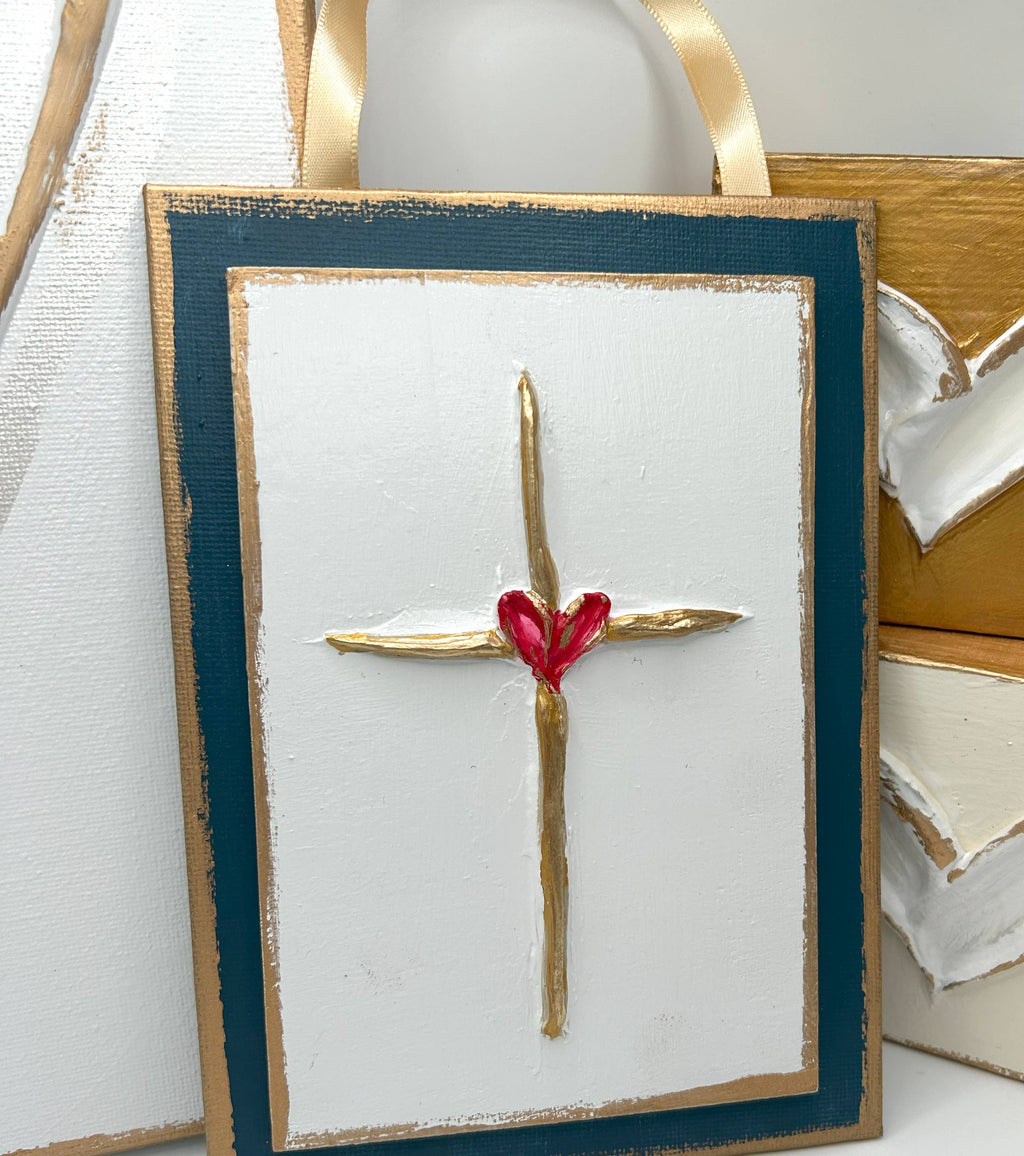 Cross with heart panel | divine mercy Valentine Easter love