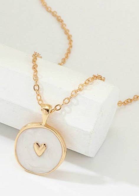 Gold Heart on White Enamel