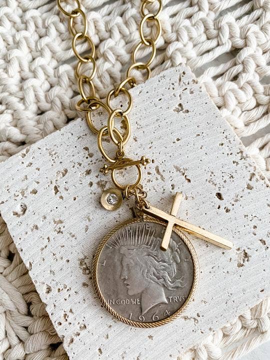 Relic Coin and Cross Necklace