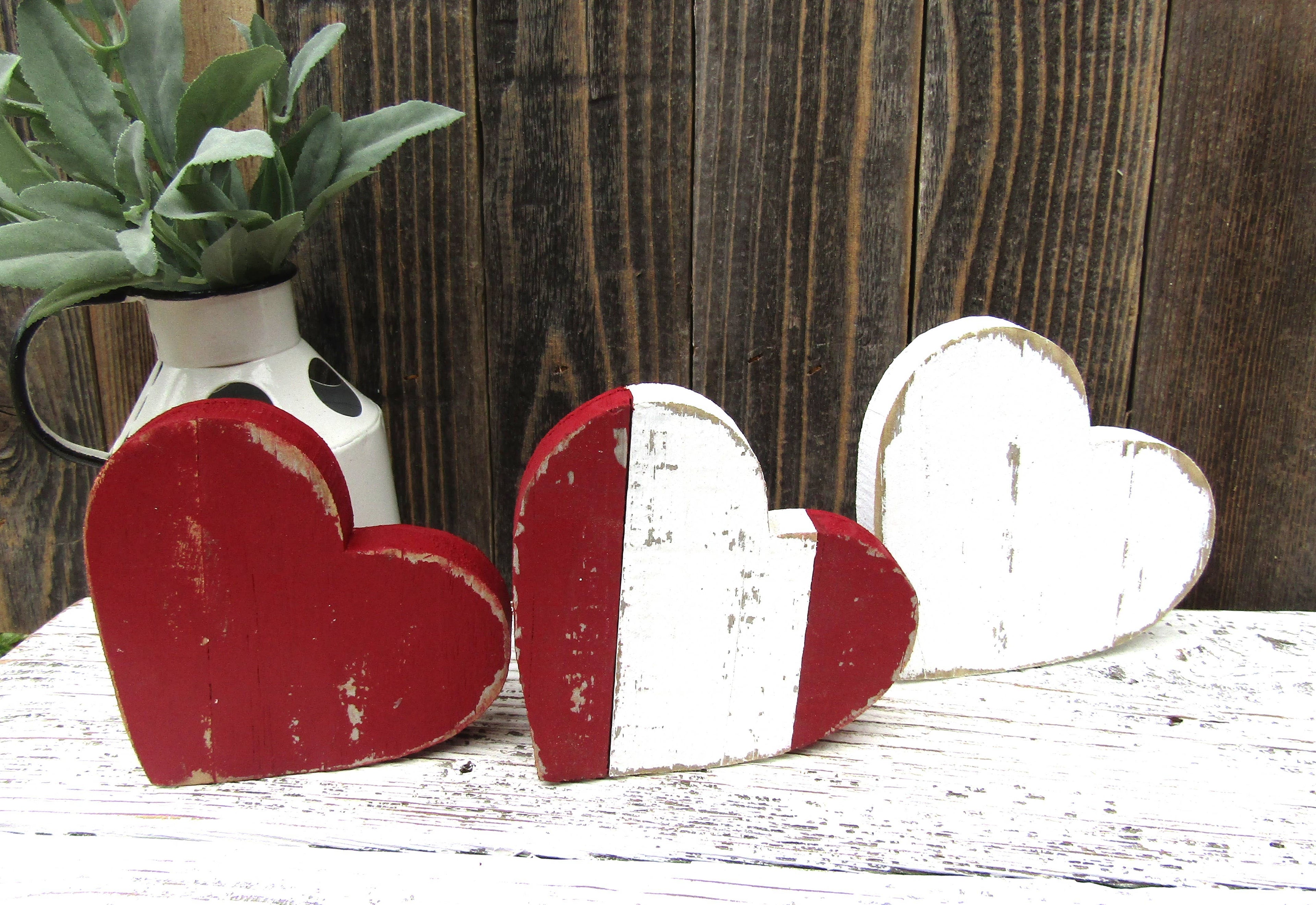 Rustic Distressed Valentine Heart Shelf Sitter