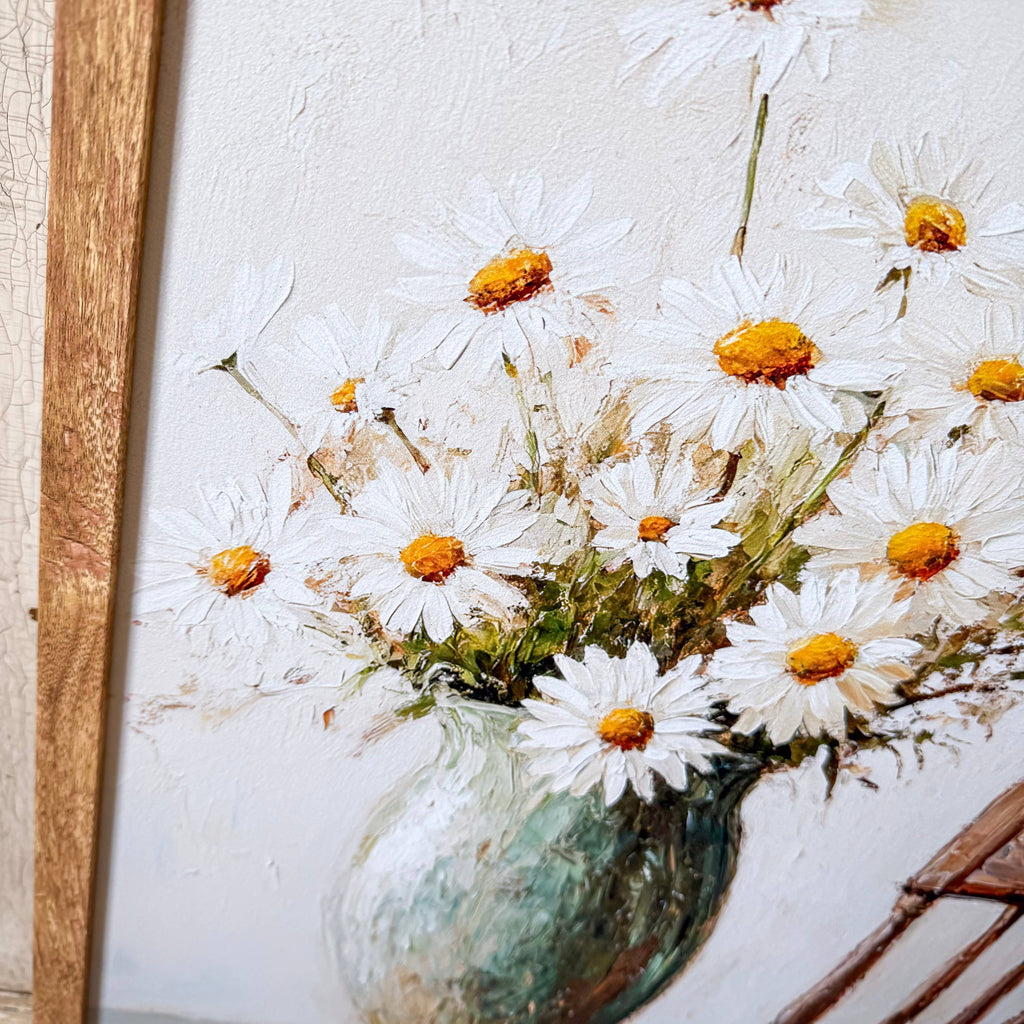 White Daisies in Vase Wall Art