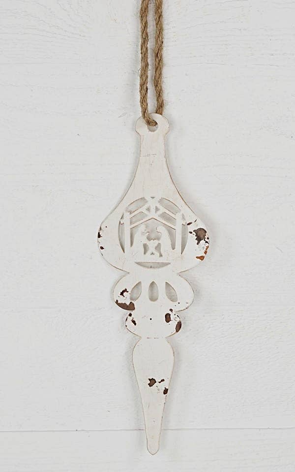 Vintage Metal Ornament-15Lx5W-Lamp Shape-White