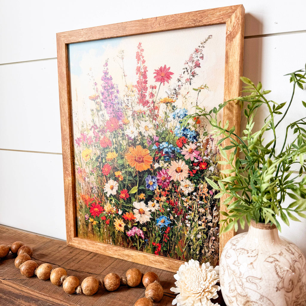 Colorful Summer Wildflowers Wall Art Wood Sign