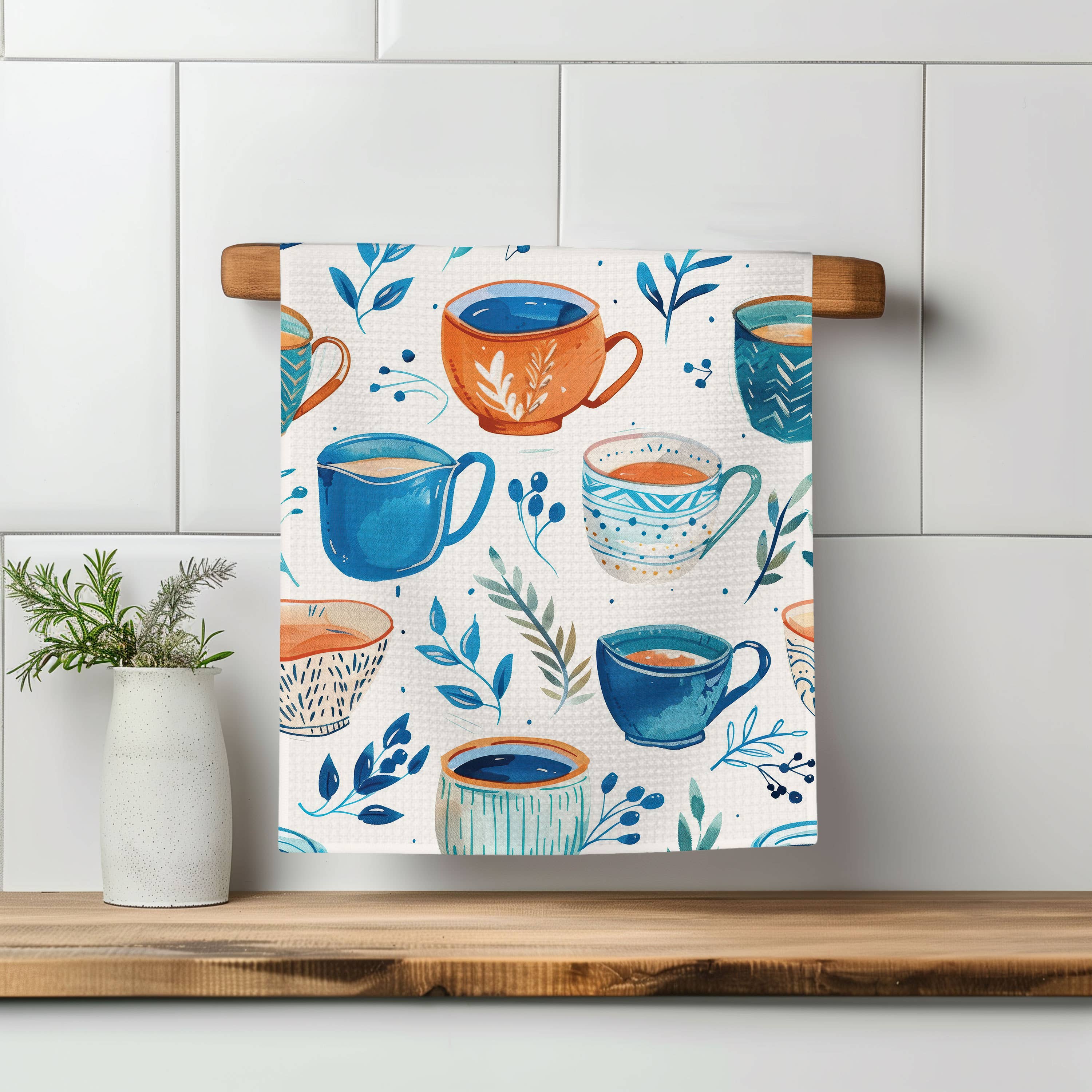Tea Cup Room Shop Teacup Coffee Waffle Kitchen Towel Dish