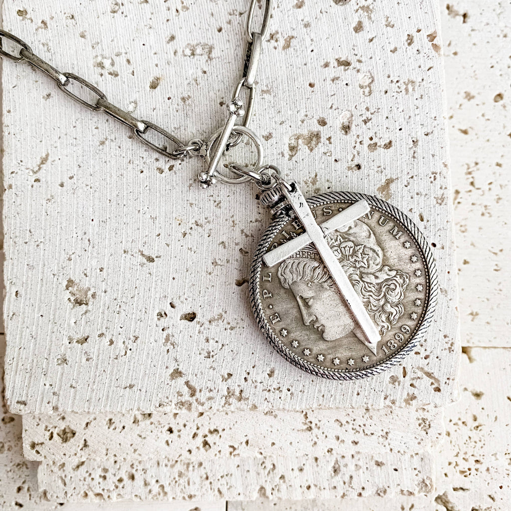 Relic Coin and Cross Necklace