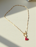 Paperclip chain necklace with heart charm