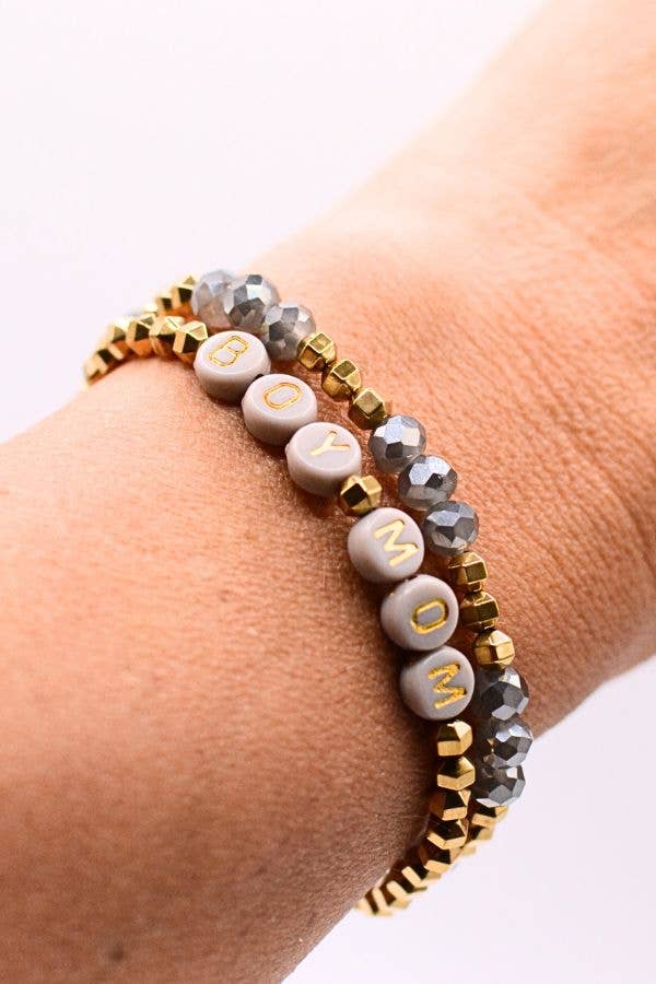 Boy Mom Bracelet Set – Mothers Gift, motherhood jewelry