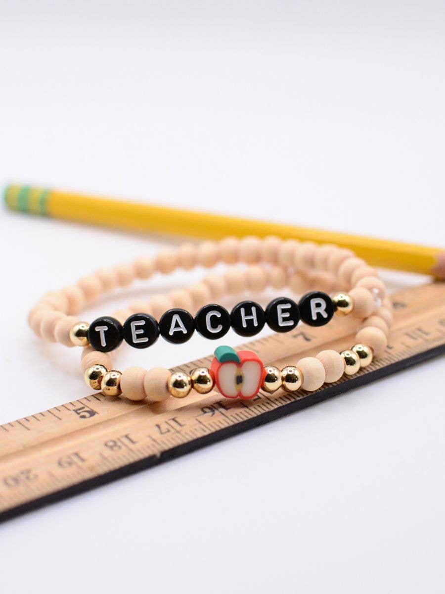 Teacher Letter Bracelet Set – Thank You, Appreciation Gift