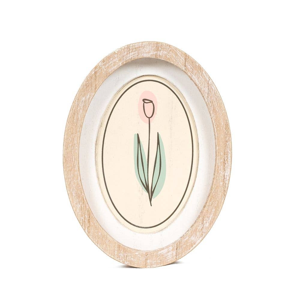 6x8 oval wood frame sign TULIP Easter Spring decor