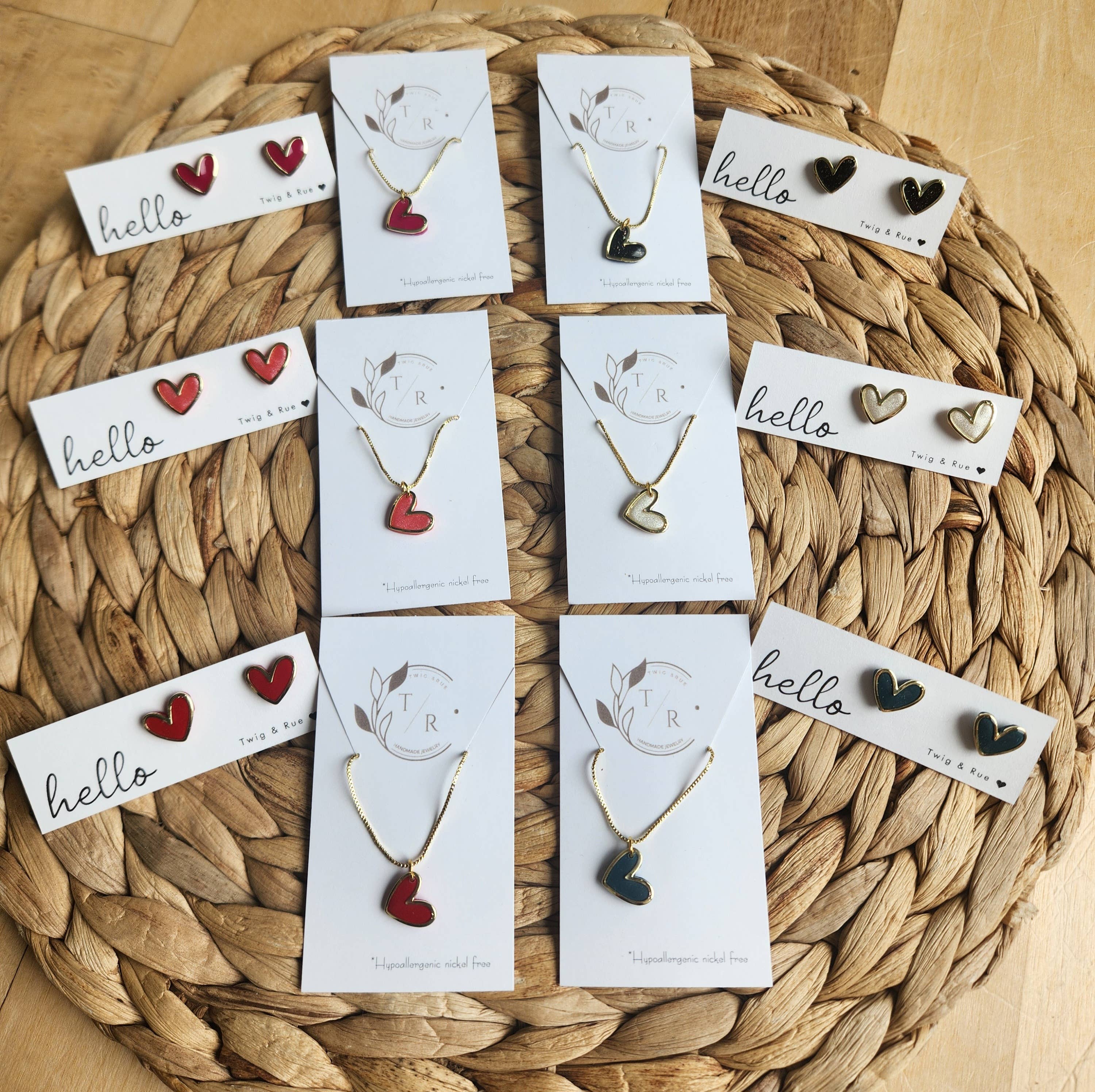 Heart clay studs