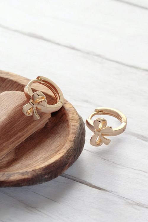 Bow huggie hoops