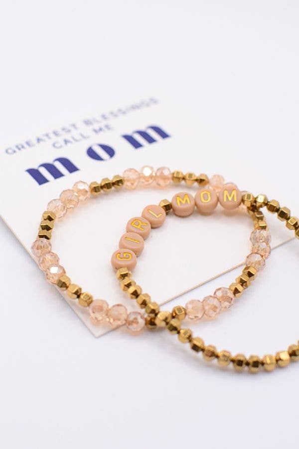 Girl Mom Bracelet Set – Mother Gift, Motherhood Jewelry