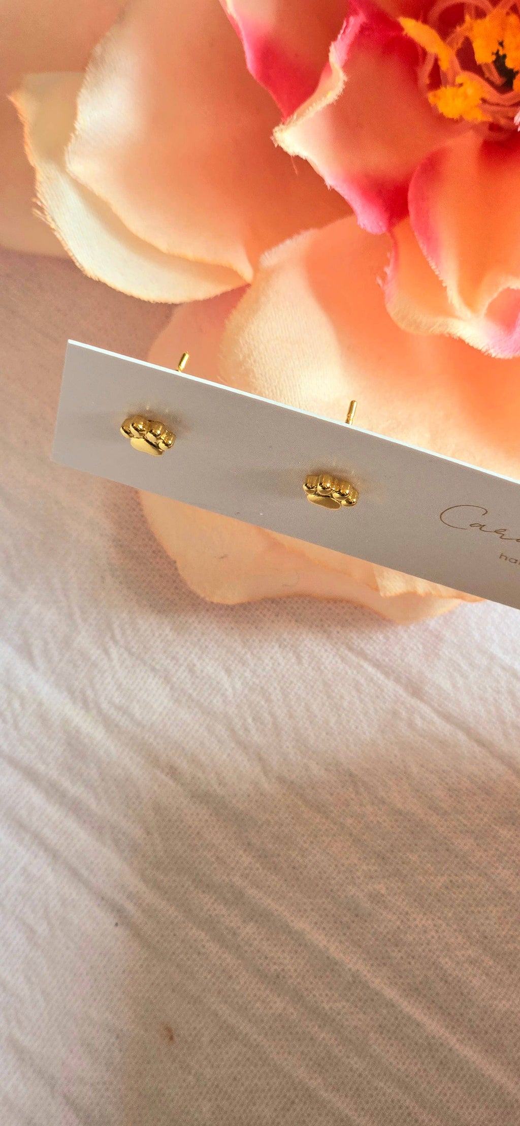 Minimalist Paw Print Stud Earrings, Stainless Steel