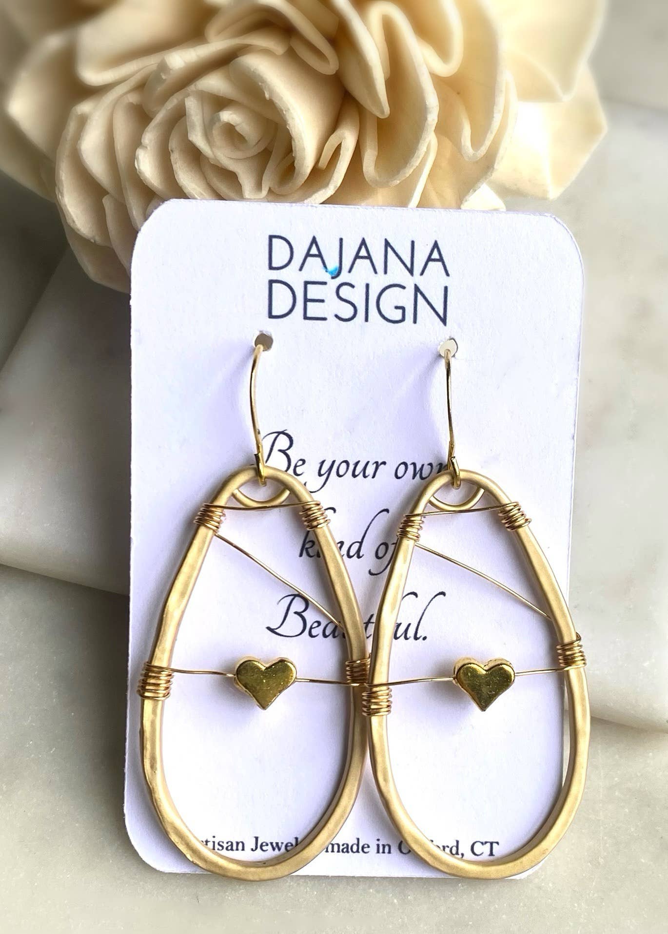 Golden Heart Dangle Earrings  