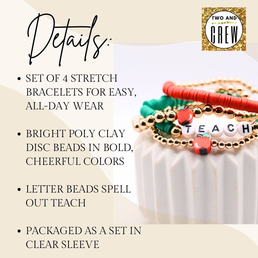 TEACH Bracelet Set – Teacher Gift, Thank you jewelry