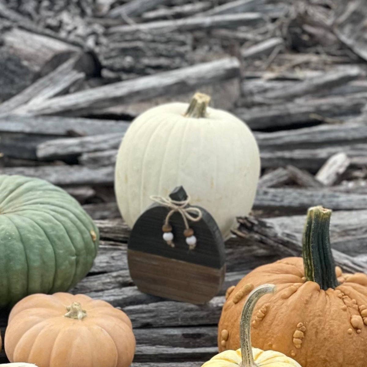 CA-5087 - Small Black/Wood Plank Fall Pumpkin