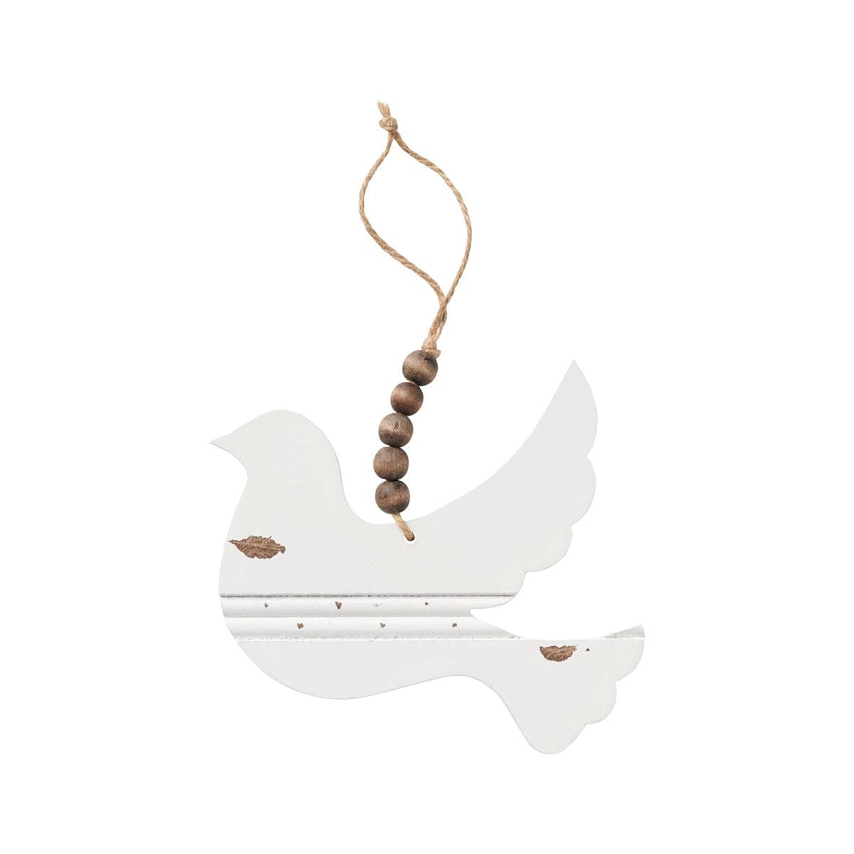 Dove Beaded Chippy Christmas Ornie