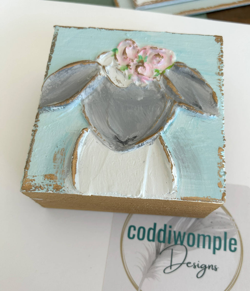 Little Lamb mini block  |  floral Easter spring baby nursery