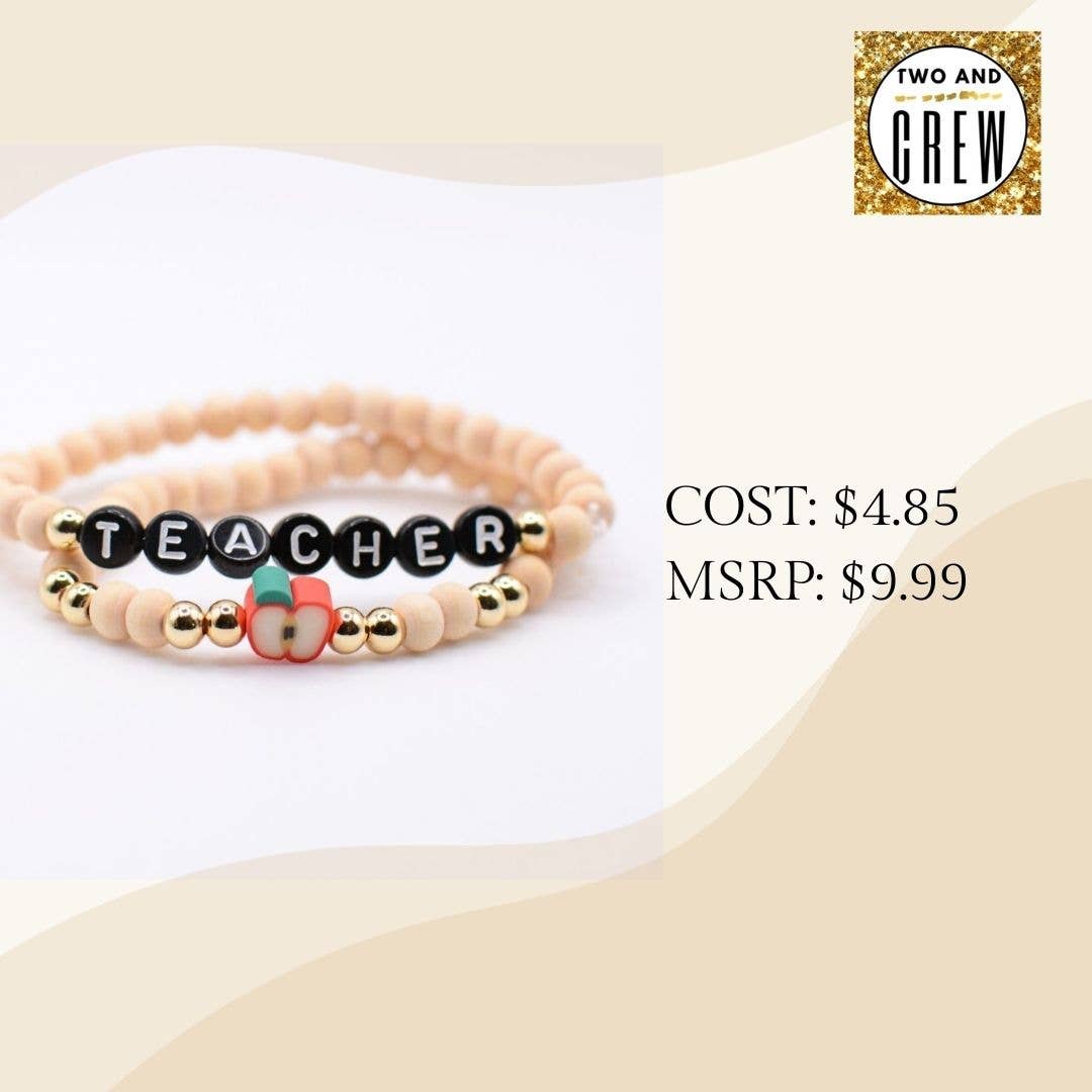 Teacher Letter Bracelet Set – Thank You, Appreciation Gift