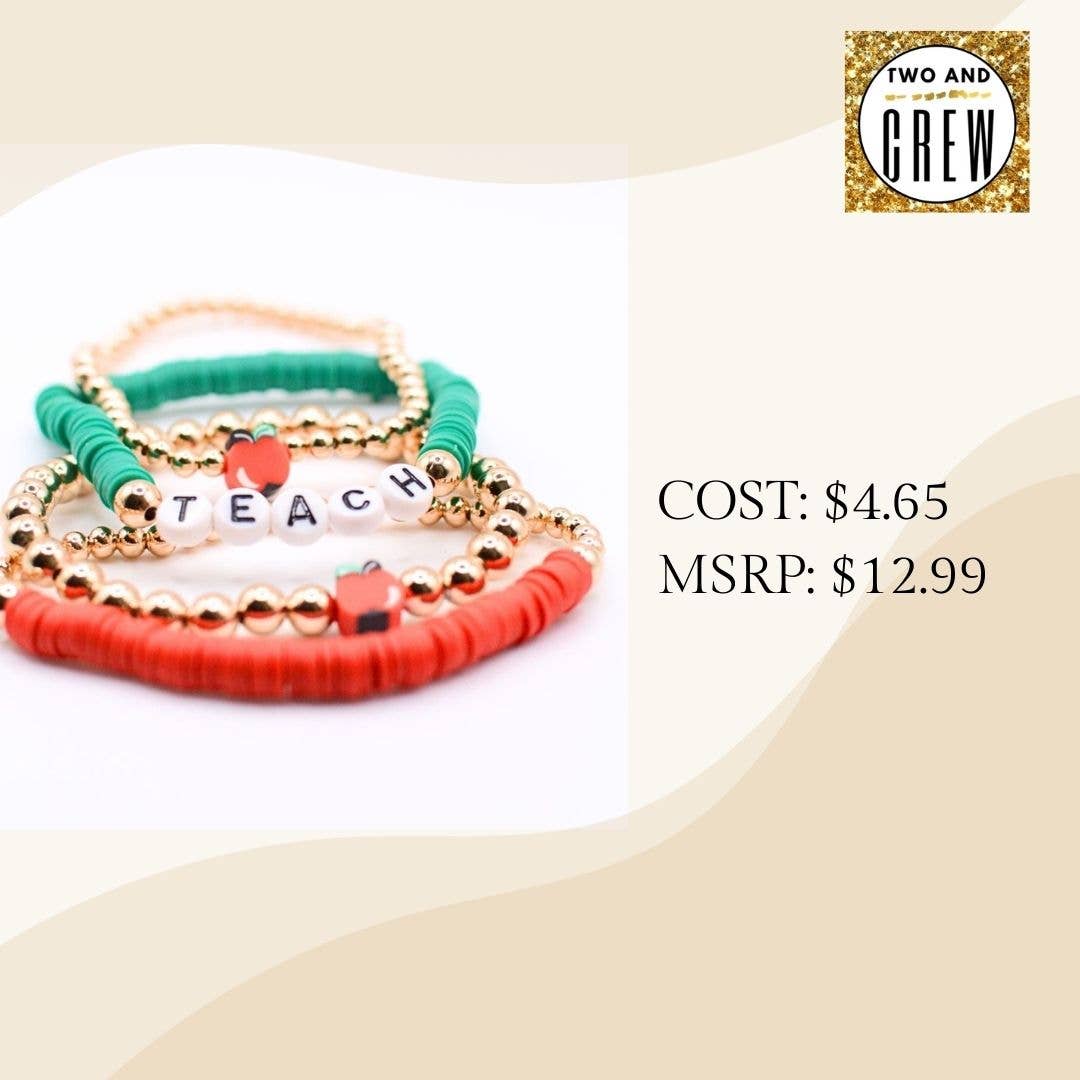 TEACH Bracelet Set – Teacher Gift, Thank you jewelry