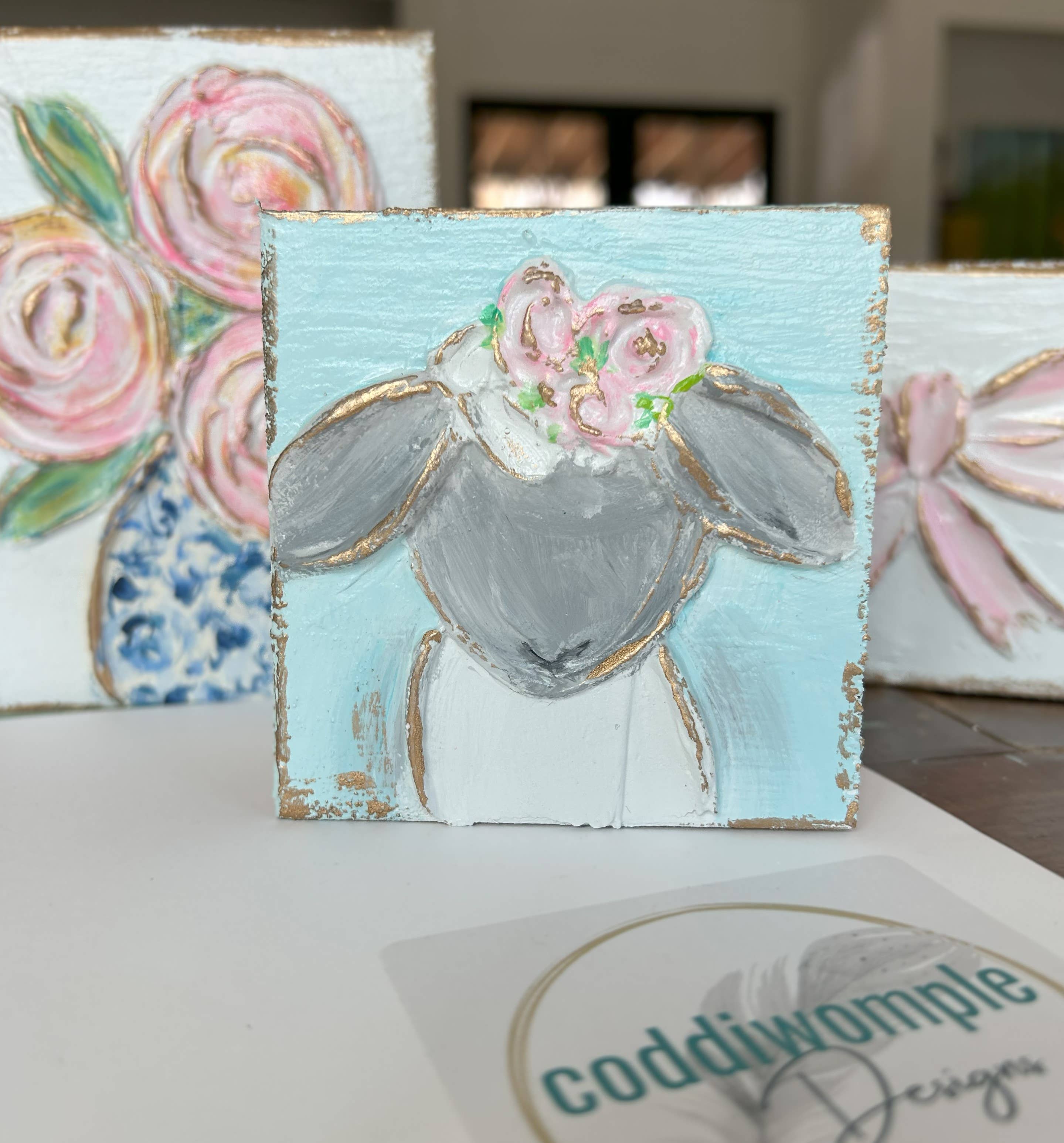Little Lamb mini block  |  floral Easter spring baby nursery