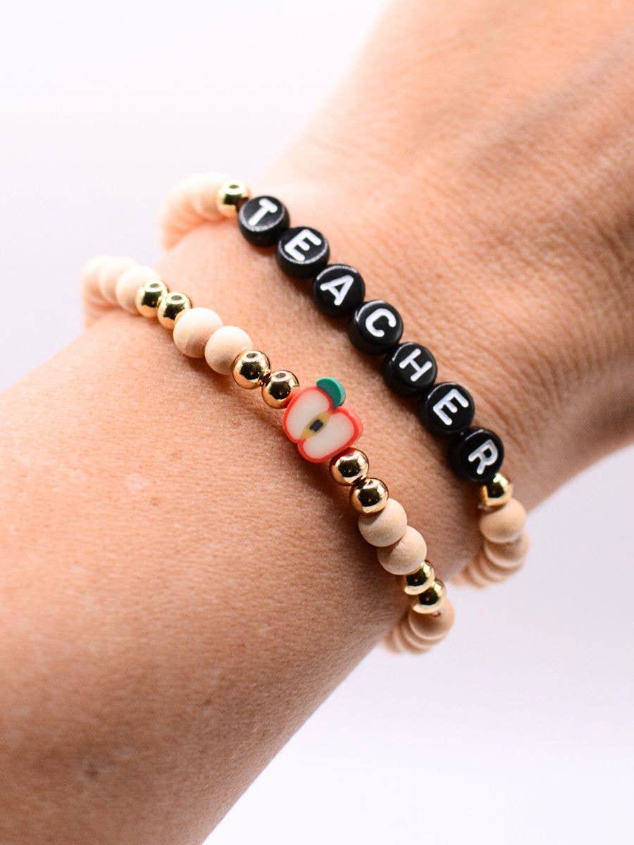 Teacher Letter Bracelet Set – Thank You, Appreciation Gift