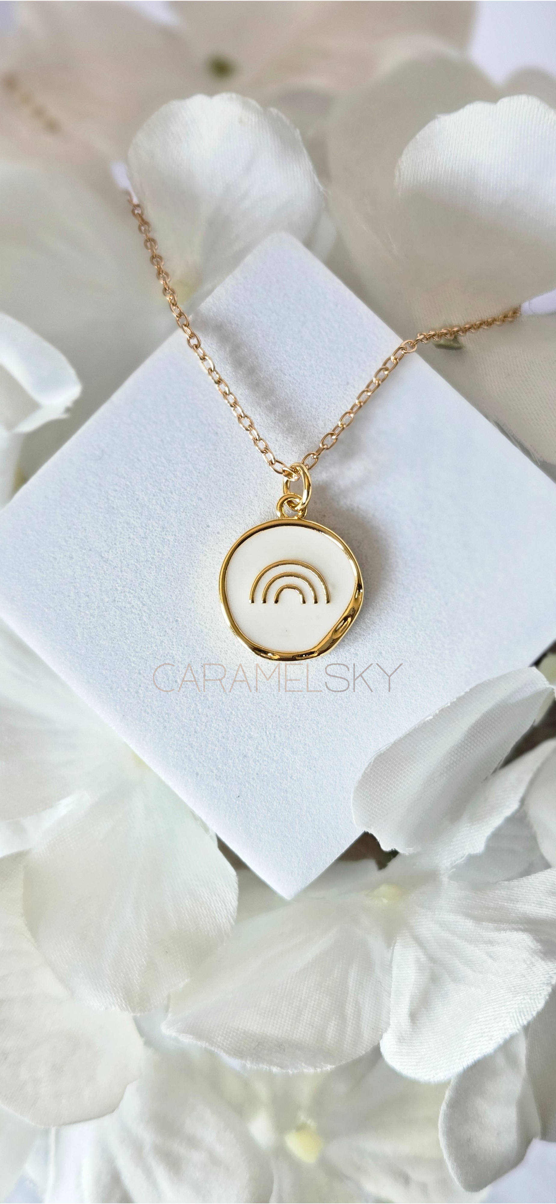 18K Gold Plated Rainbow Pendant Necklace