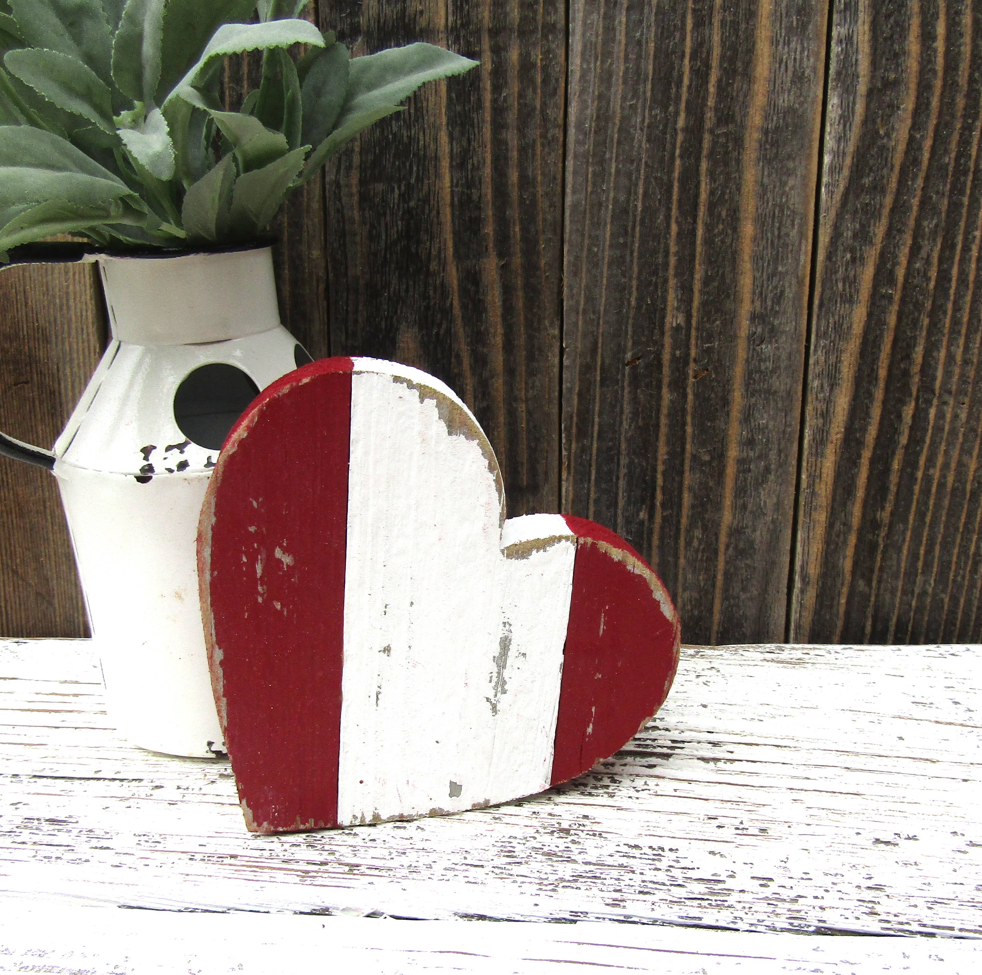 Rustic Distressed Valentine Heart Shelf Sitter