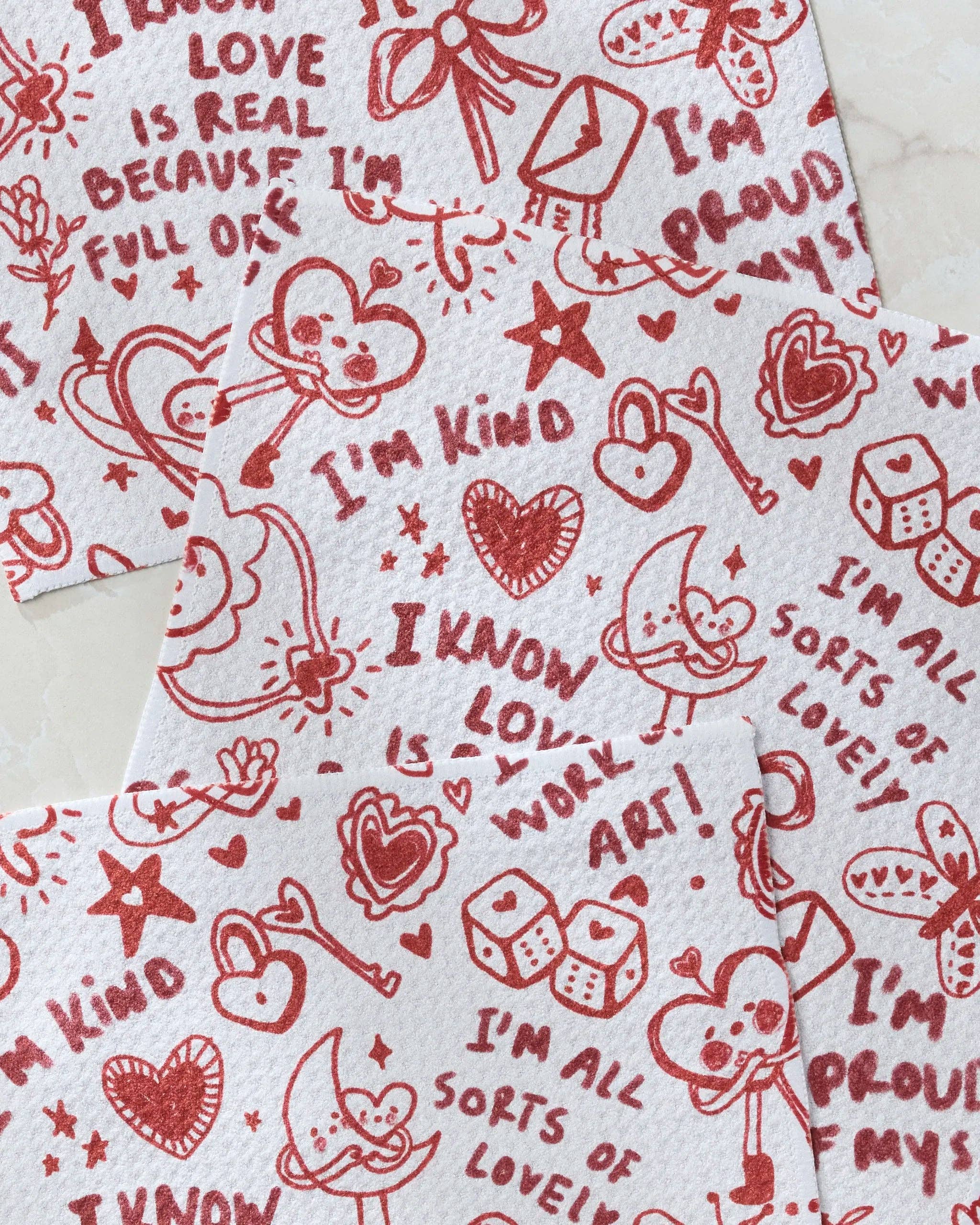 Valentine's Affirmations Dishcloth Set