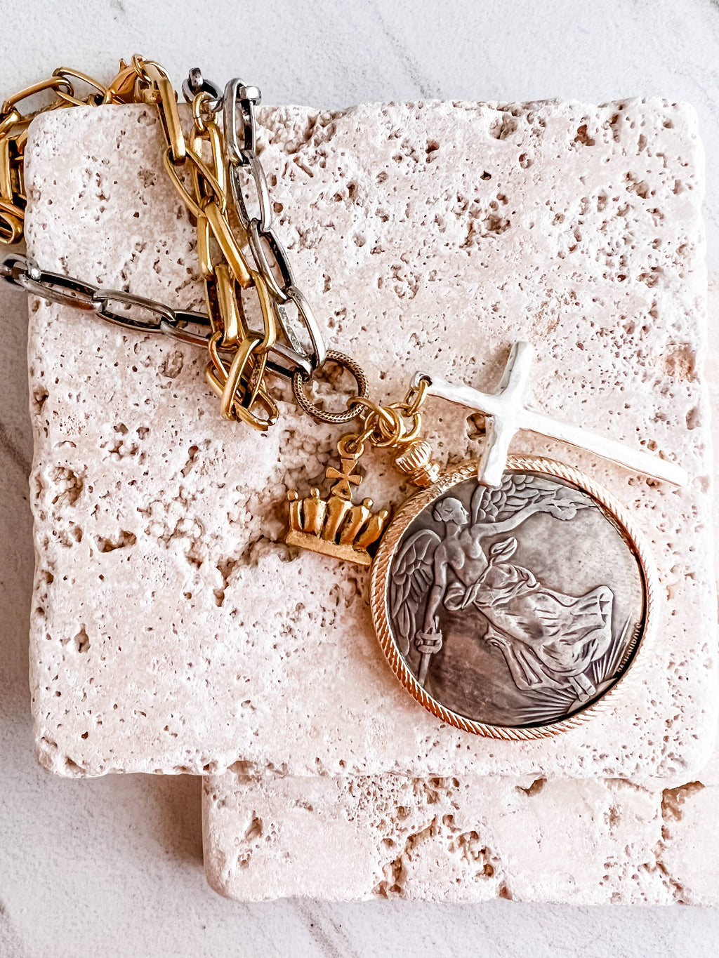 Relic Coin and Cross Necklace