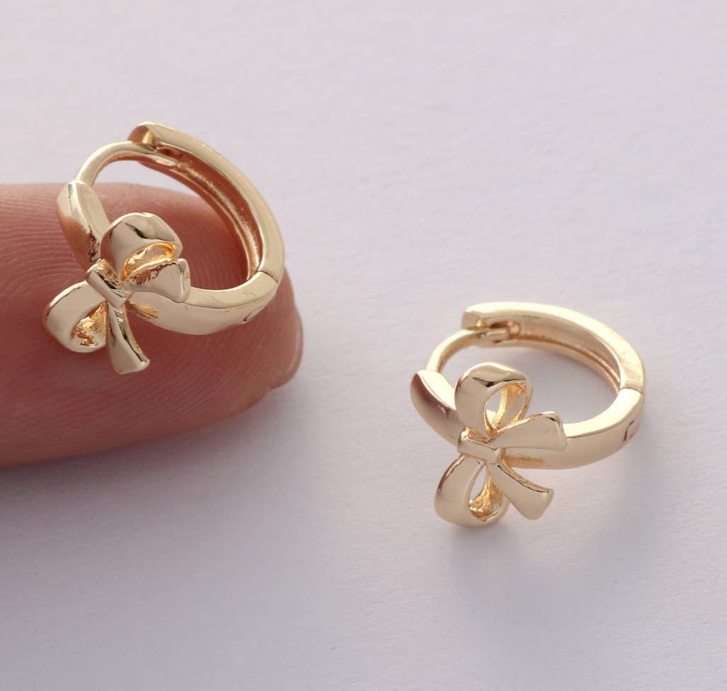 Bow huggie hoops