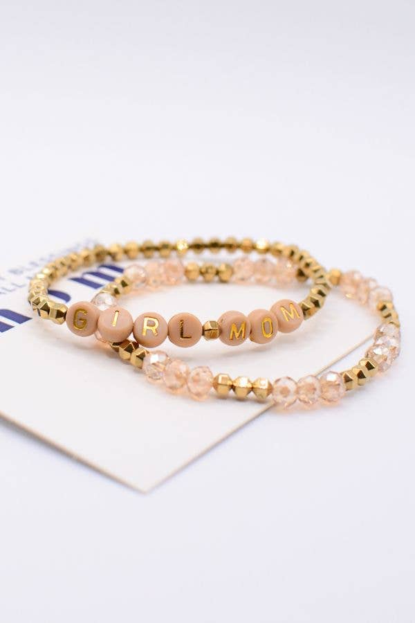 Girl Mom Bracelet Set – Mother Gift, Motherhood Jewelry