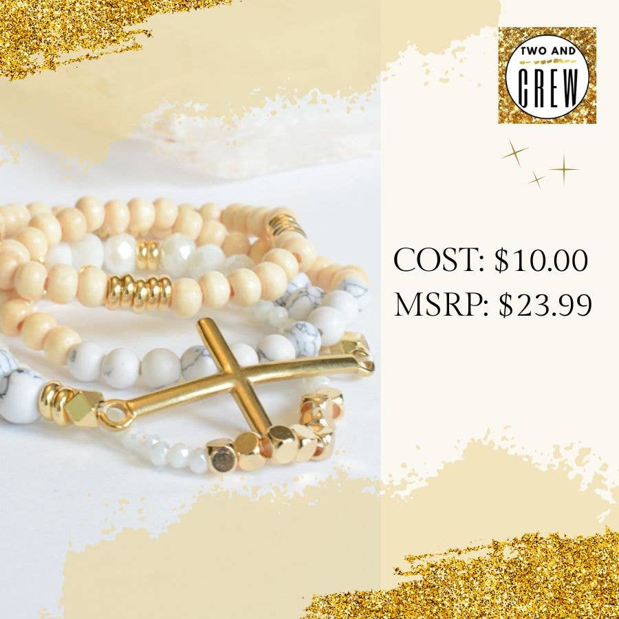 Gold Cross Bracelet set – Christian Faith, Jewelry Gift, God