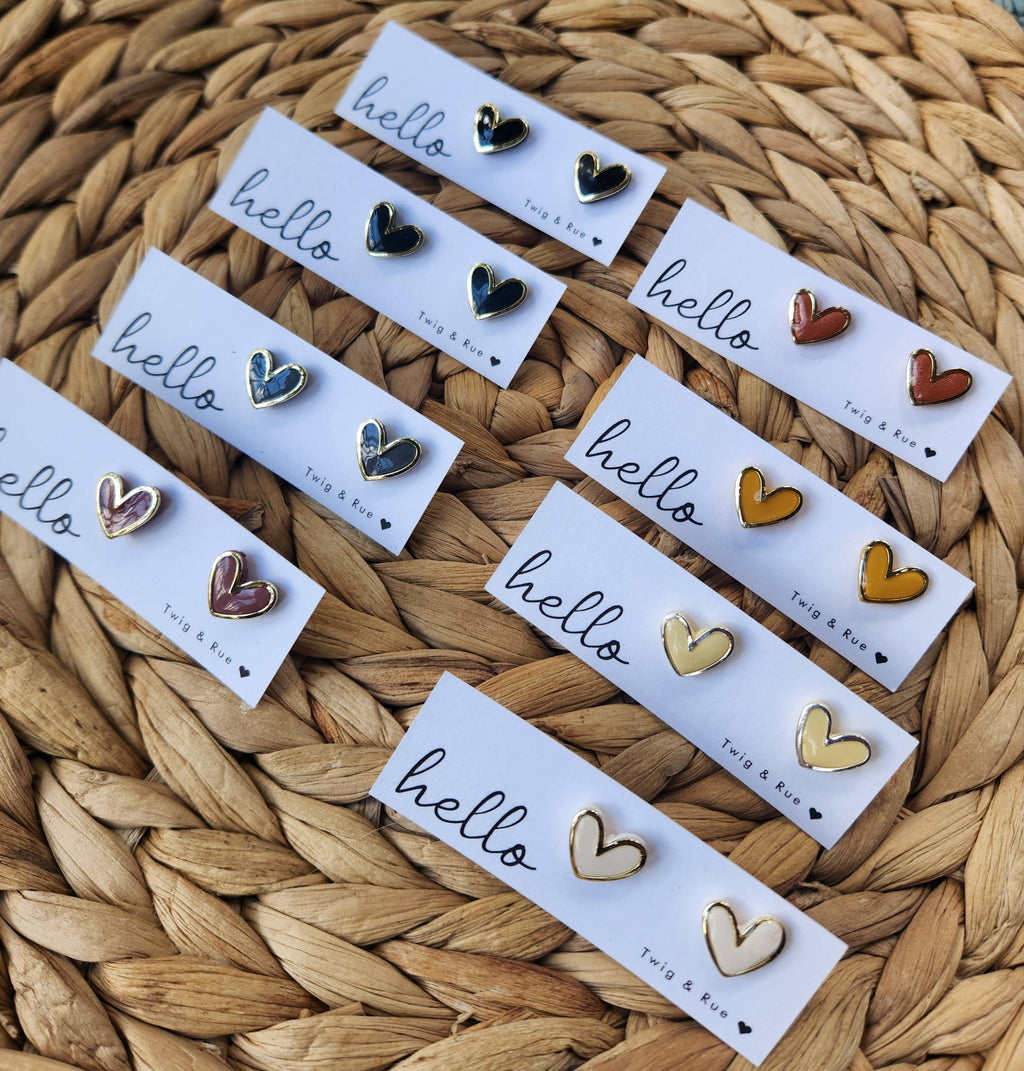 Heart clay studs