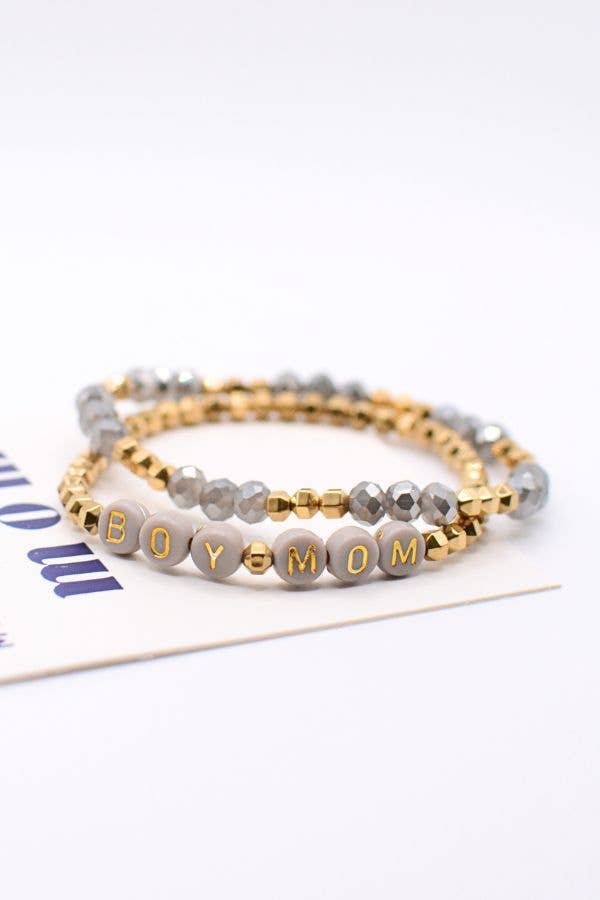 Boy Mom Bracelet Set – Mothers Gift, motherhood jewelry