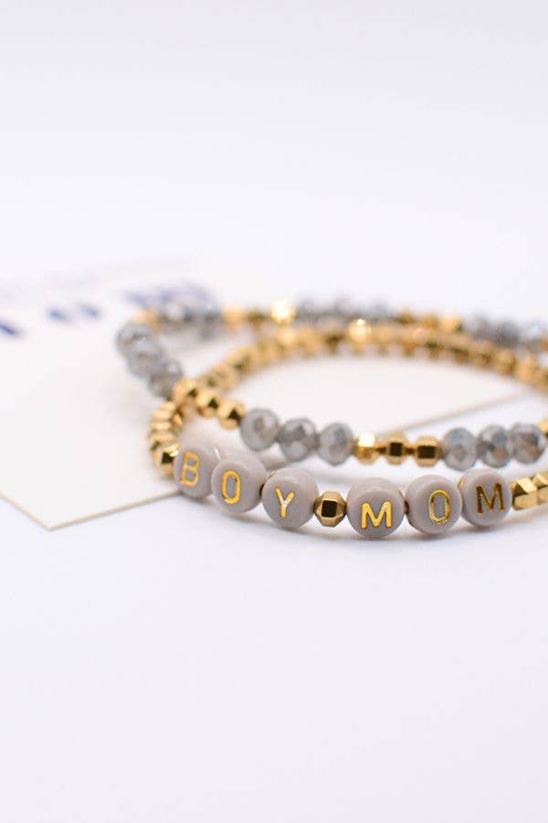 Boy Mom Bracelet Set – Mothers Gift, motherhood jewelry