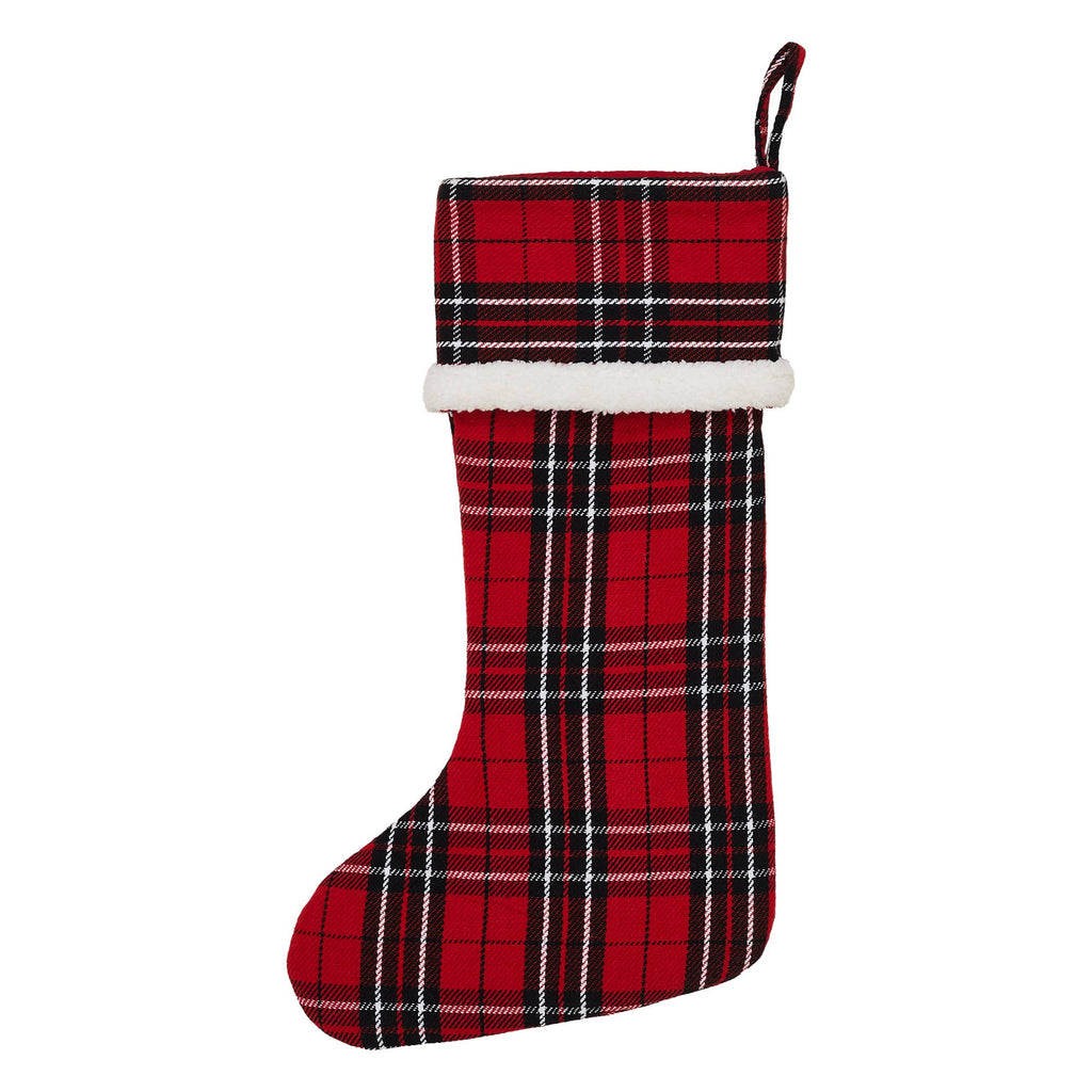 Red and Black Tartan Plaid Stocking 11x18