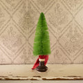 Vintage-Inspired Green Bottle Brush Christmas Tree - Handcrafted with Vintage Knob Base