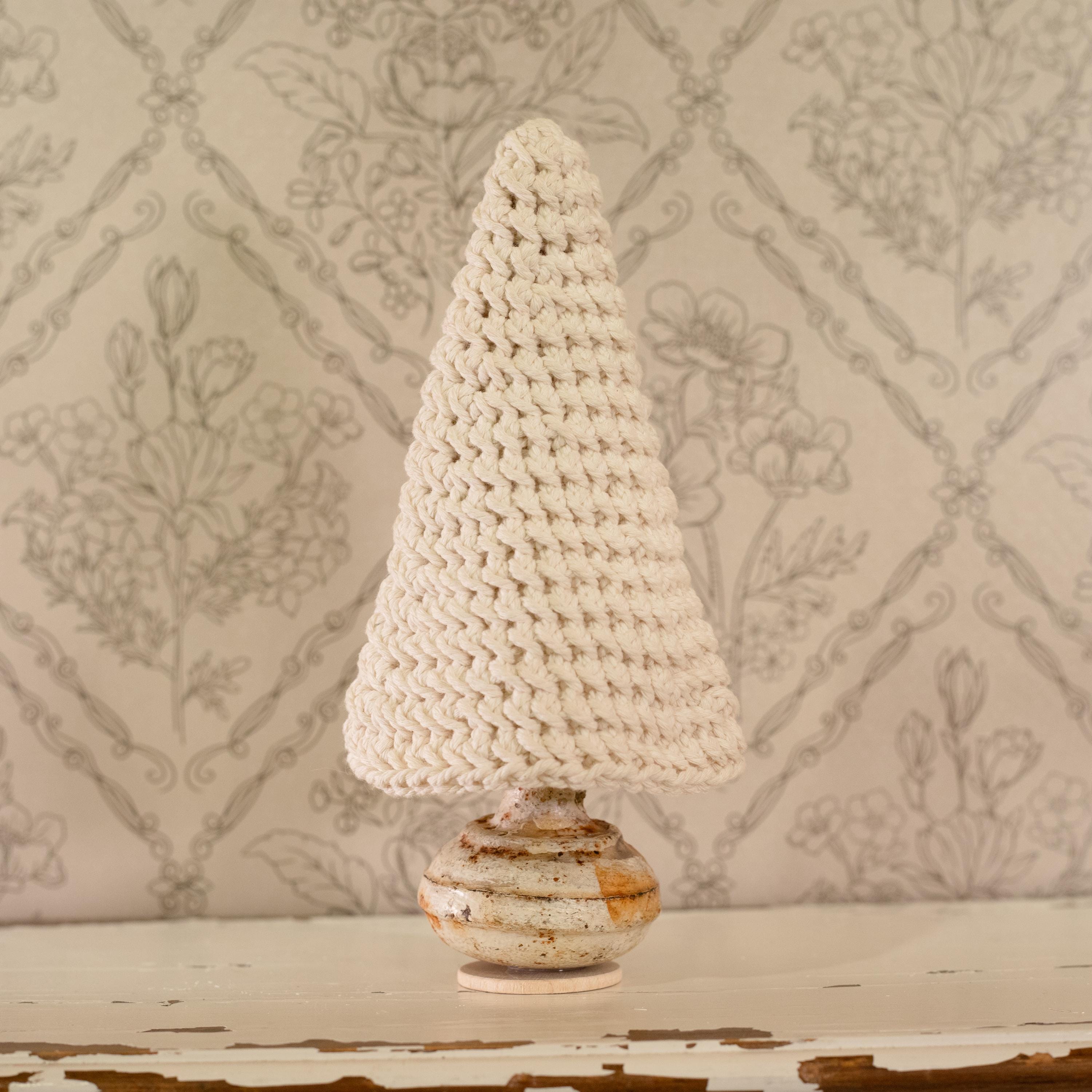 Handmade Crocheted 8-inch Tree on Vintage Door Knob Base- One of a Kind