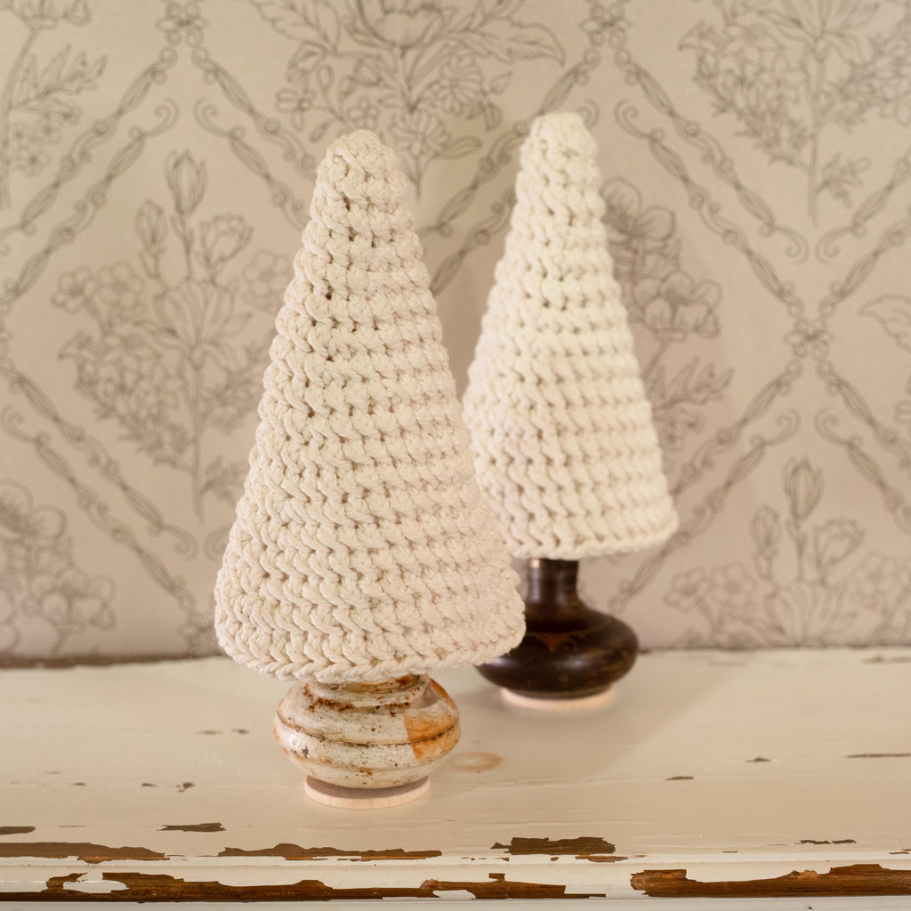 Handmade Crocheted 8-inch Tree on Vintage Door Knob Base- One of a Kind