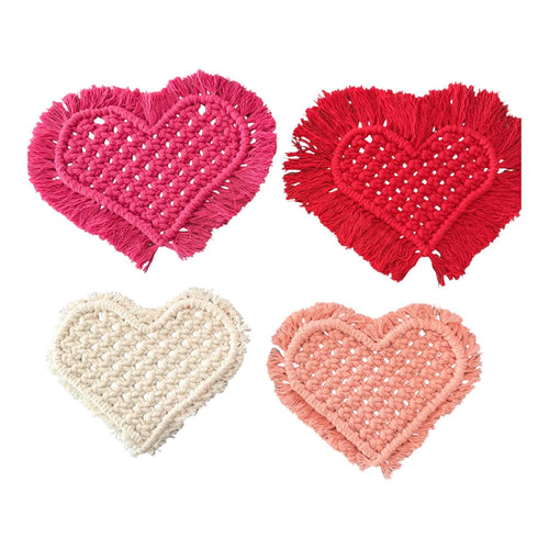Boho Macrame Coaster - Heart Shaped